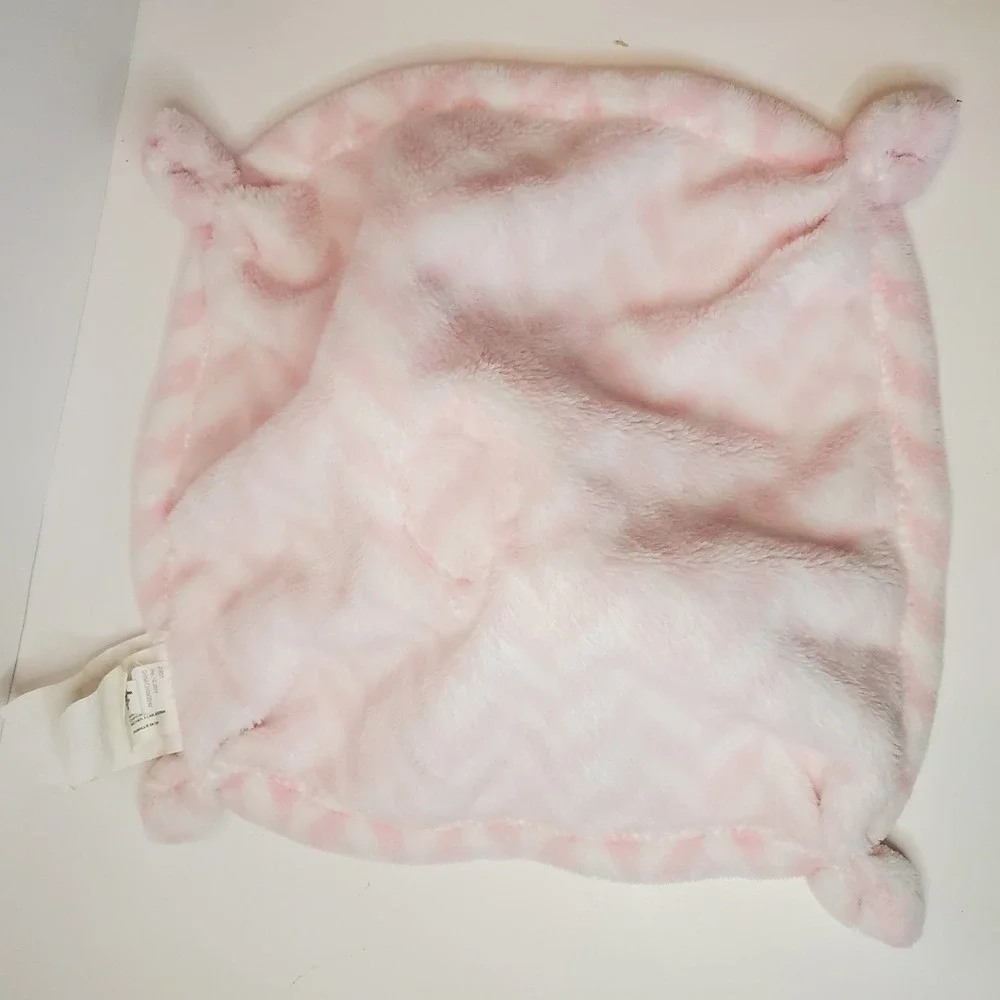 Sl Easter Lamb‎ Pink Chevron Lovey Stuffed Security Blanket Knotted Ends